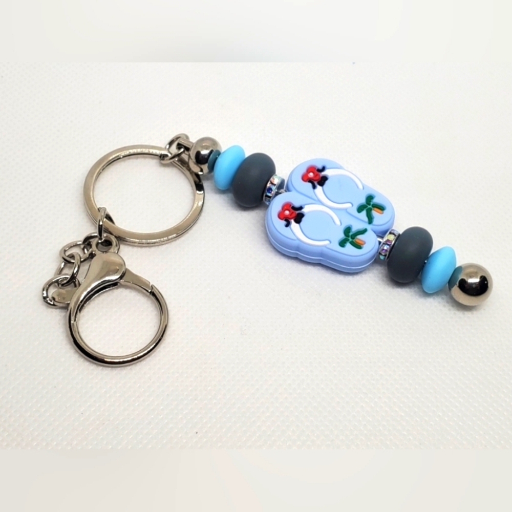 Blue Flip Flop Keychain Accessory